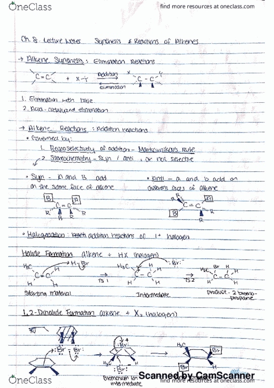 CHM135H1 Lecture 8: synthesis & reactions of alkenes thumbnail