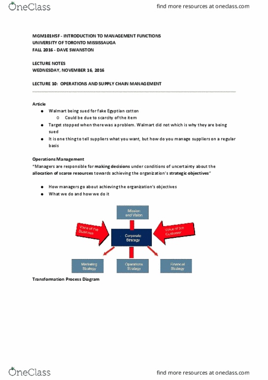 MGM101H5 Lecture Notes - Lecture 10: Total Quality Management, The Home Depot, Lean Manufacturing thumbnail