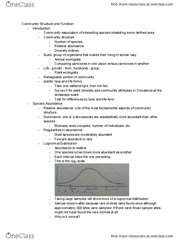 BIOL-208 Lecture Notes - Lecture 16: Log-Normal Distribution, Community Structure, Community Association thumbnail