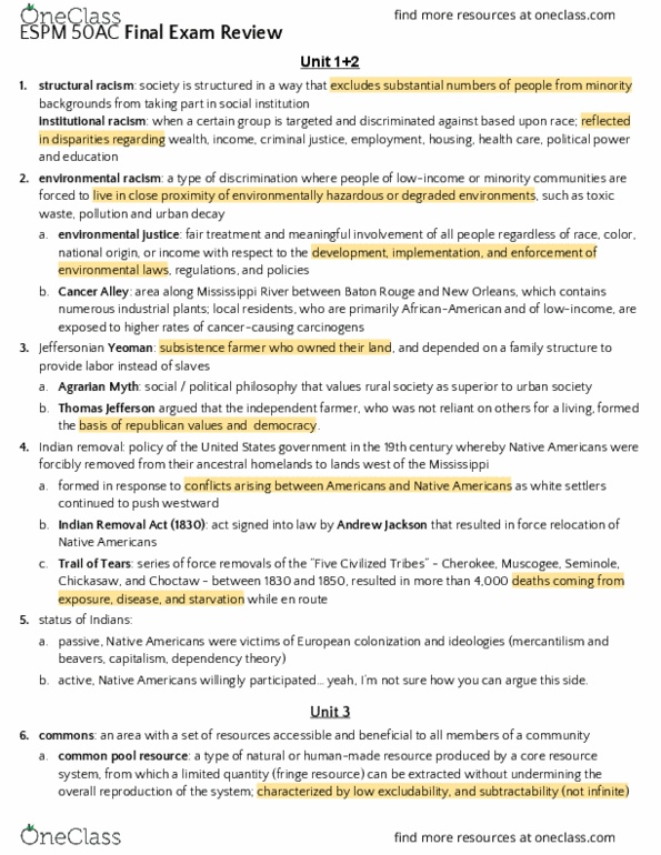 ESPM 50AC Study Guide Fall 2016, Final Placer Mining, Chain