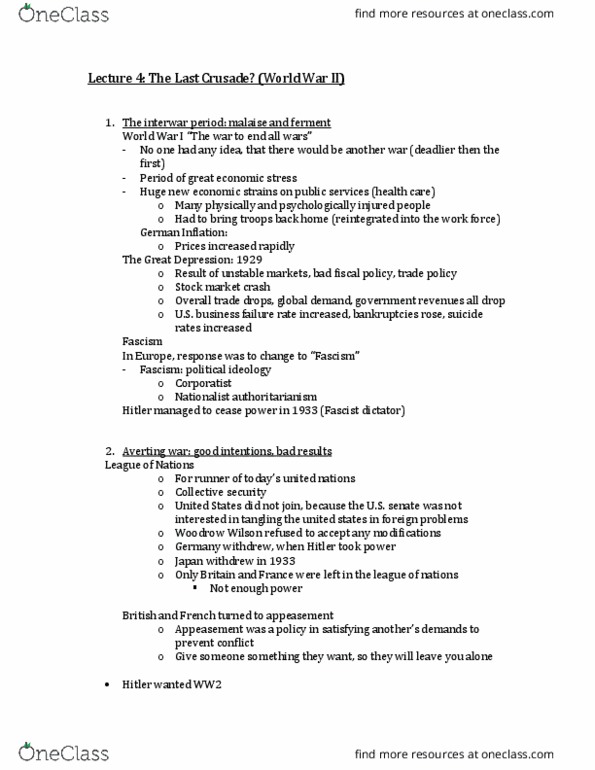 INTST101 Lecture Notes - Lecture 4: Nuclear Weapon, David Glen Eisley, Stock Market Crash thumbnail