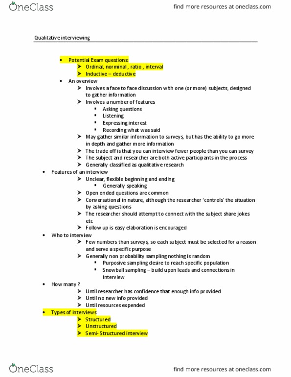 POLI 2P80 Lecture Notes - Lecture 6: Snowball Sampling, Structured Interview thumbnail