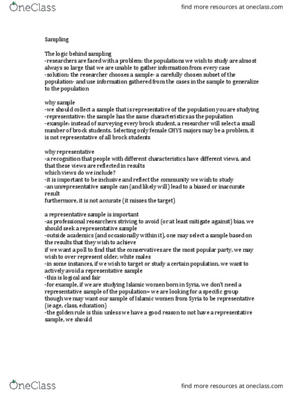 POLI 2P80 Lecture Notes - Lecture 4: Sampling Frame, Random Number Table, Snowball Sampling thumbnail