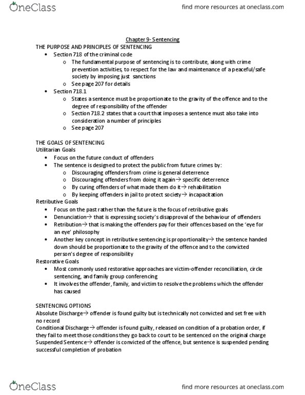 Sociology 2253A/B Chapter Notes - Chapter 9: Summary Offence, Extenuating Circumstances, Extraordinary Measures thumbnail