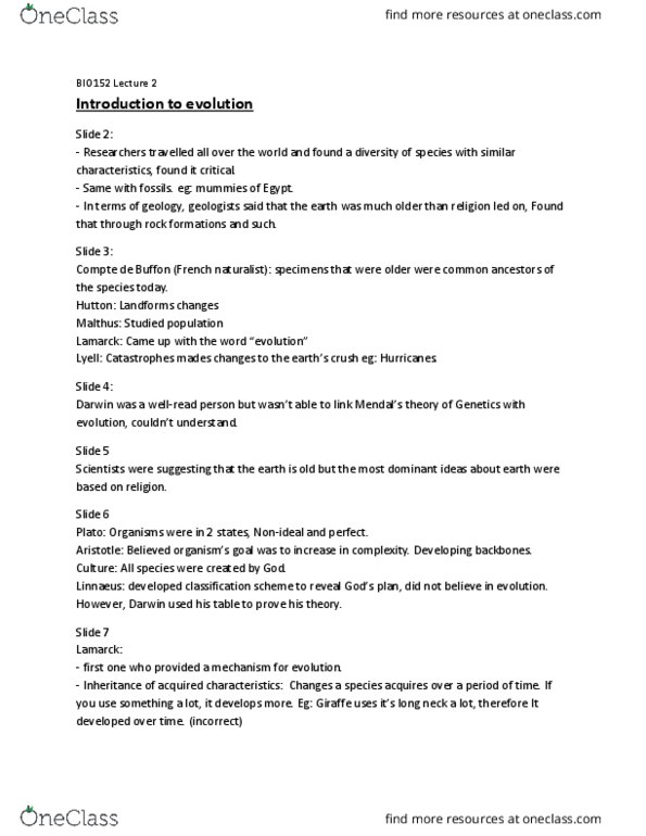 BIO152H5 Lecture Notes - Lecture 2: Carl Linnaeus thumbnail