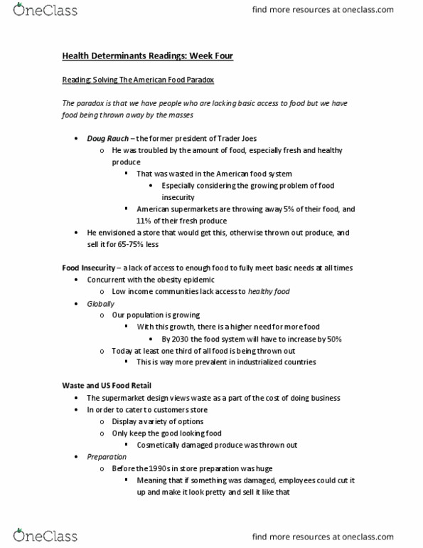 Health Sciences 3025A/B Lecture Notes - Lecture 4: Parenting, Agricultural Policy, Food Marketing thumbnail