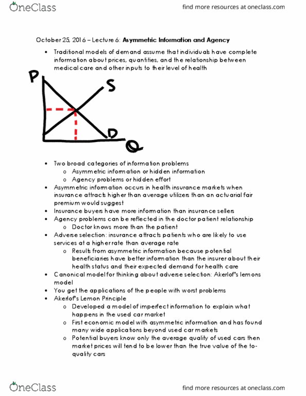 MGEC34H3 Lecture Notes - Lecture 6: Genetic Information Nondiscrimination Act, Patient Protection And Affordable Care Act, Information Asymmetry thumbnail