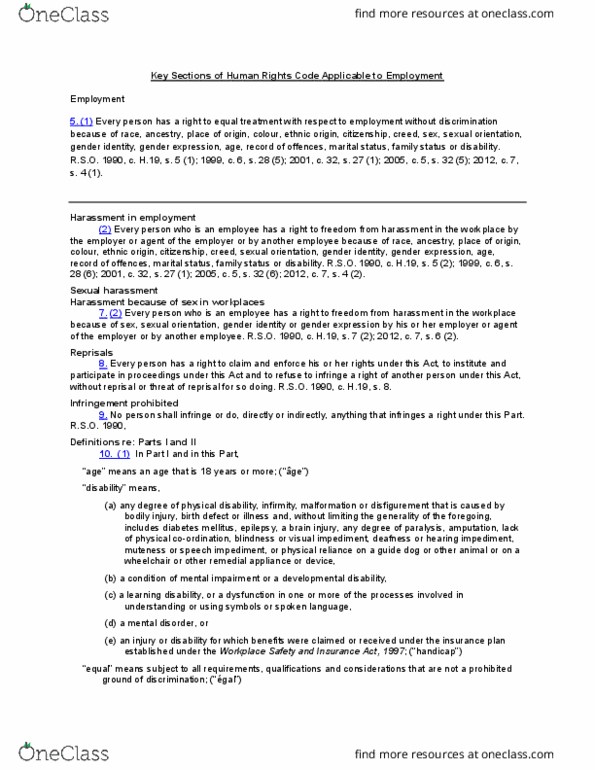 HRM 3420 Lecture Notes - Lecture 12: Youth Criminal Justice Act, Criminal Records Act, Police Services Act Of Ontario thumbnail