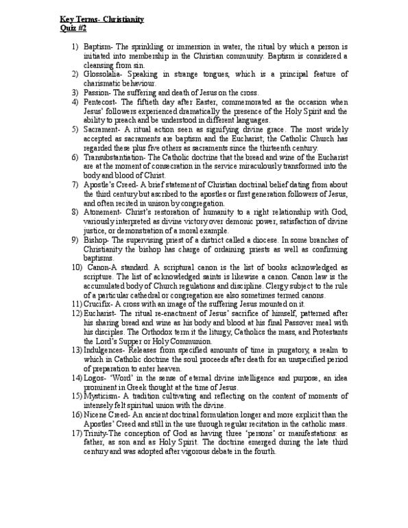 RLGN 1285 Lecture Notes - Purgatory, Eucharist, Transubstantiation thumbnail