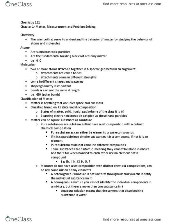 CHM 121 Lecture Notes - Lecture 1: Scanning Electron Microscope, Kelvin, Fahrenheit thumbnail