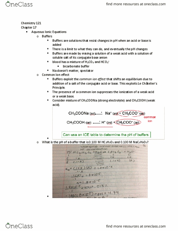 CHM 121 Lecture Notes - Lecture 5: Buffer Solution, Equivalence Point, Inflection Point thumbnail