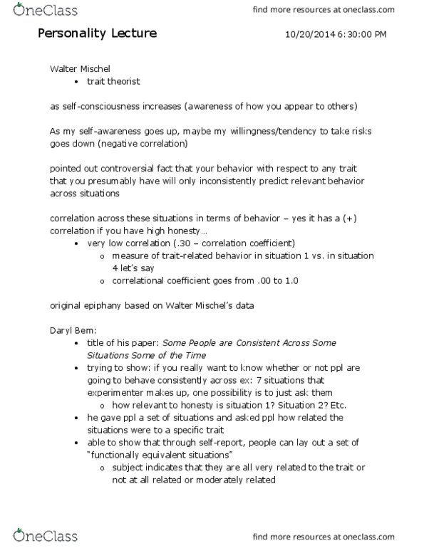 PSYCH-UA 30 Lecture Notes - Lecture 13: Redneck, Statistical Hypothesis Testing, Shelley E. Taylor thumbnail