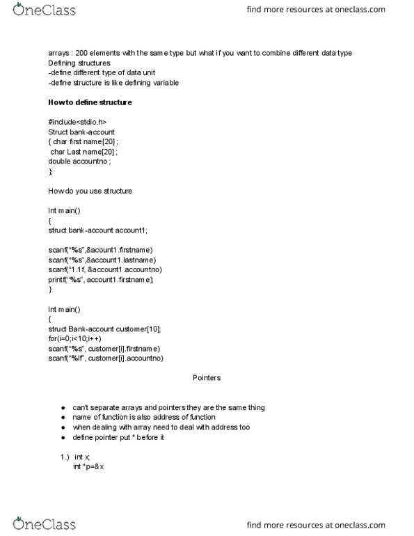 EECS 10 Lecture Notes - Lecture 2: Scanf Format String, C String Handling thumbnail