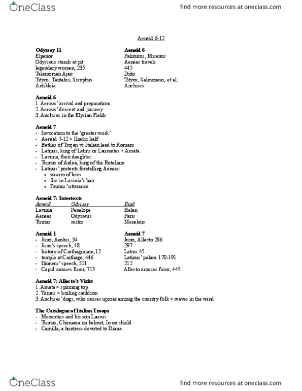 CLCV 2008 Lecture Notes - Lecture 18: Alecto, Tityos, Turnus thumbnail