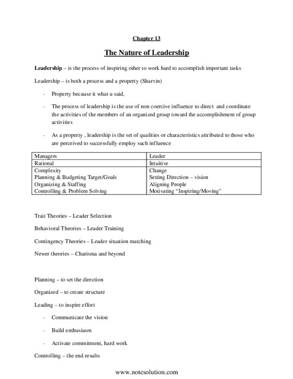 GMS 200 Lecture Notes - Situational Leadership Theory, Trait Theory, Centrality thumbnail