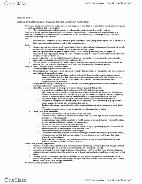 HTHSCI 2RR3 Chapter Notes - Chapter 13: Coronary Artery Disease, Gender Role, Contingent Work thumbnail