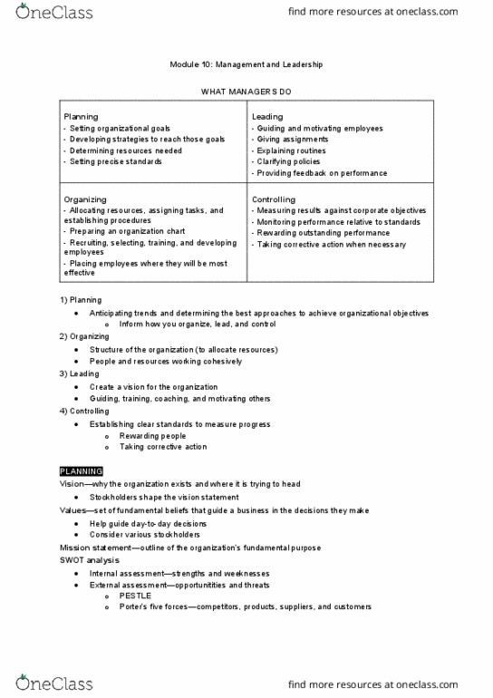 AFM131 Lecture Notes - Lecture 10: Swot Analysis, Pest Analysis, Strategic Planning thumbnail