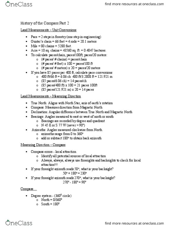 SFR 106 Lecture Notes - Lecture 1: Magnetic Bearing, True North, Azimuth thumbnail