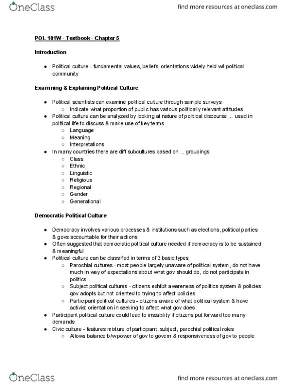 POL 101W Chapter Notes - Chapter 5: Liberal Democracy, Political Freedom, Theory-Theory thumbnail