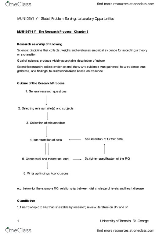 MUN105Y1 Chapter 2: The Research Process Chapter 2 Notes thumbnail