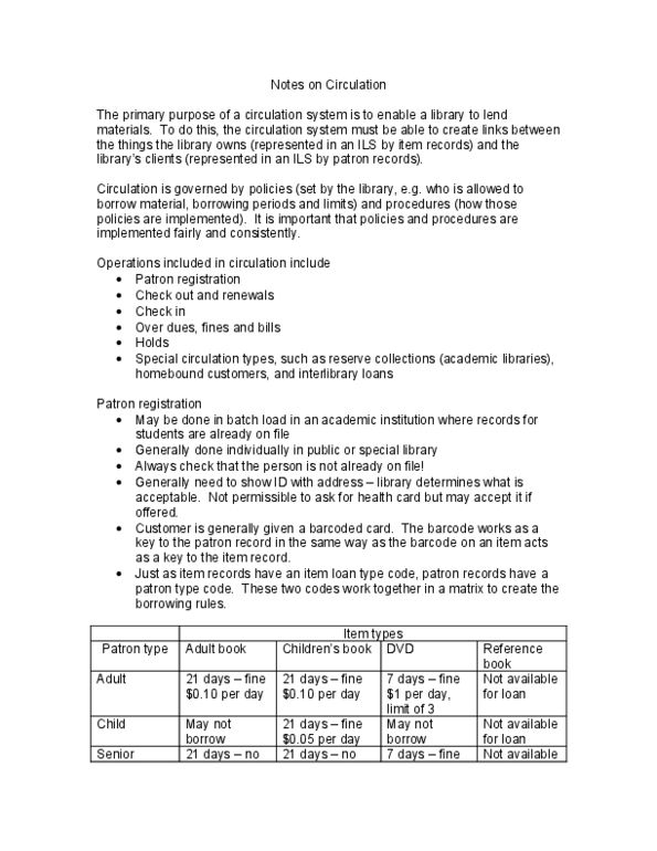 Library and Information Technician LIT104 Lecture Notes - Magnetic Stripe Card, Interlibrary Loan, Special Library thumbnail