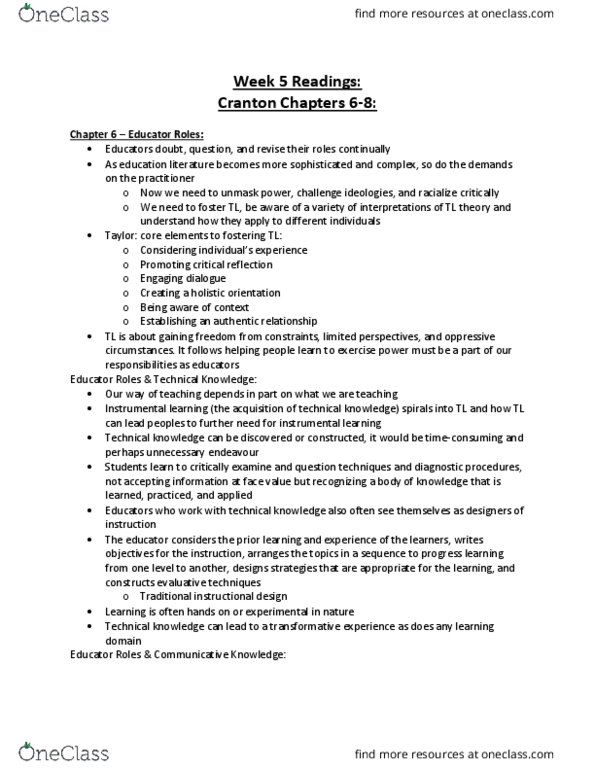 EDRD 3120 Chapter Notes - Chapter 6-8: Instructional Design, Institute For Operations Research And The Management Sciences, Psychological Types thumbnail