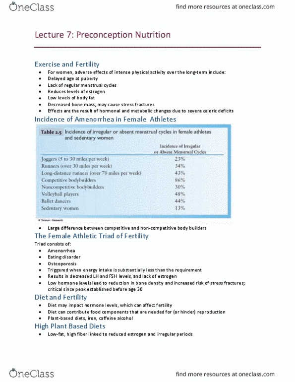 NUTR 2050 Lecture Notes - Lecture 7: Female Athlete Triad, Brussels Sprout, Neural Tube Defect thumbnail