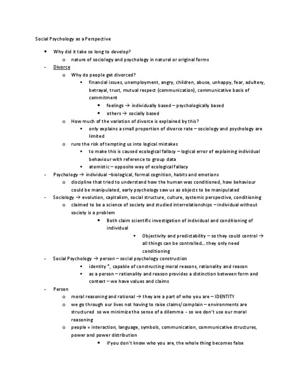 Sociology 2234E Lecture Notes - Lecture 2: Fatalism, Nominalism, Intentionality thumbnail