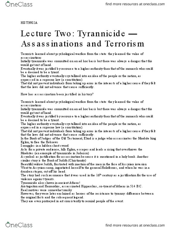 HIST 3902 Lecture Notes - Lecture 2: Moab, Tyrant, Hereditary Monarchy thumbnail