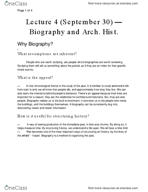 ARTH 3002 Lecture Notes - Lecture 4: Giorgio Vasari, Bitesize, Art History thumbnail
