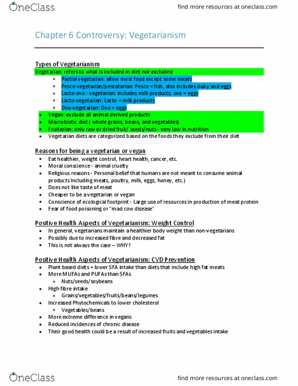 Foods and Nutrition 1021 Lecture Notes - Lecture 6: Macrobiotic Diet, Dried Fruit, Lacto Vegetarianism thumbnail