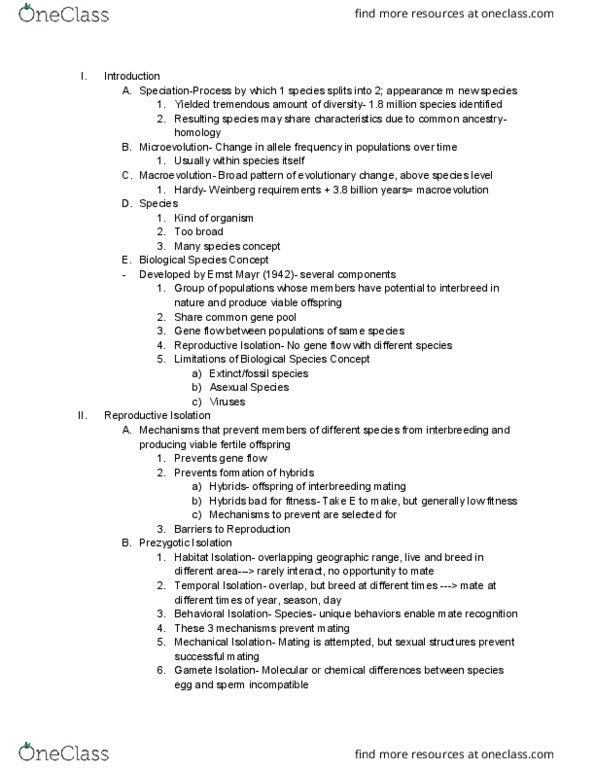 01:119:115 Lecture Notes - Lecture 21: Microevolution, Polyploid, Species Problem thumbnail