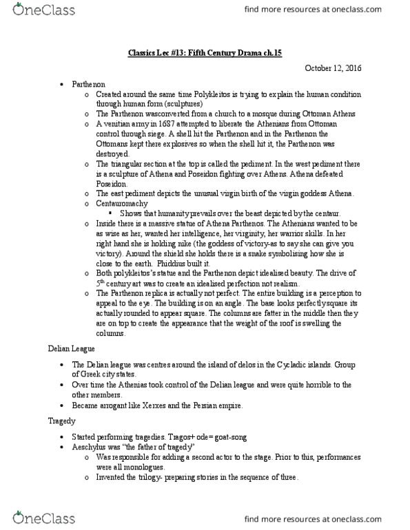 CLAS 1000 Lecture Notes - Lecture 13: List Of Nx Files Characters, Institute For Operations Research And The Management Sciences, Peloponnesian League thumbnail