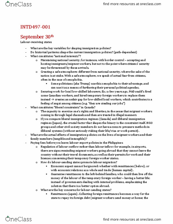 INTD 497 Lecture Notes - Lecture 4: Governmentality, Human Capital, Neoliberalism thumbnail
