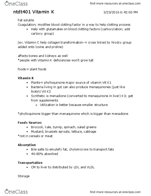 NTDT401 Lecture Notes - Lecture 10: Proline, Brussels Sprout, Atherosclerosis thumbnail