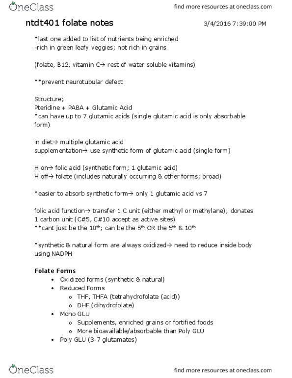 NTDT401 Lecture Notes - Lecture 1: Digestion, Inflammatory Bowel Disease, Microgram thumbnail