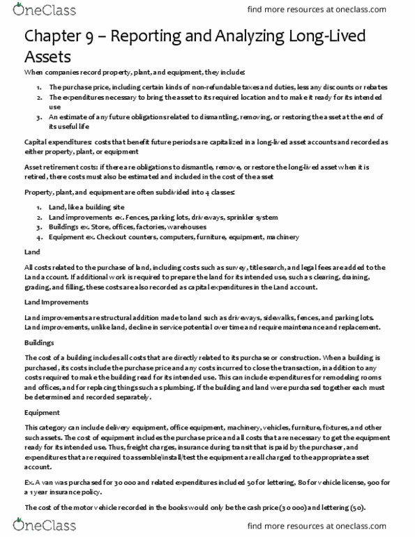 ACC 110 Chapter Notes - Chapter 9: Book Value, Title Search, The Purchase Price thumbnail