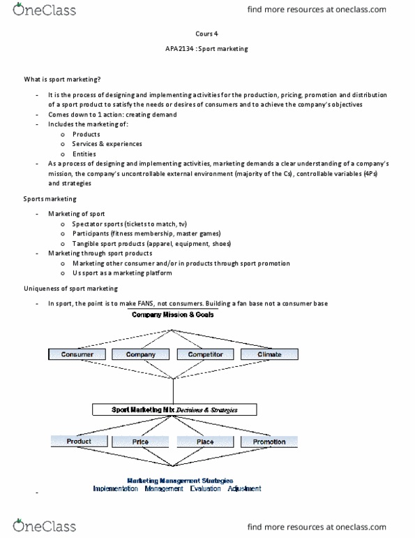 APA 2134 Lecture Notes - Lecture 4: Lebron James, Swot Analysis, Sales Promotion thumbnail