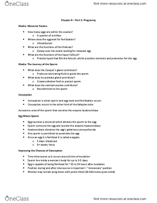 Psychology 2075 Lecture Notes - Lecture 7: Fetus, Grater, Molar Pregnancy thumbnail