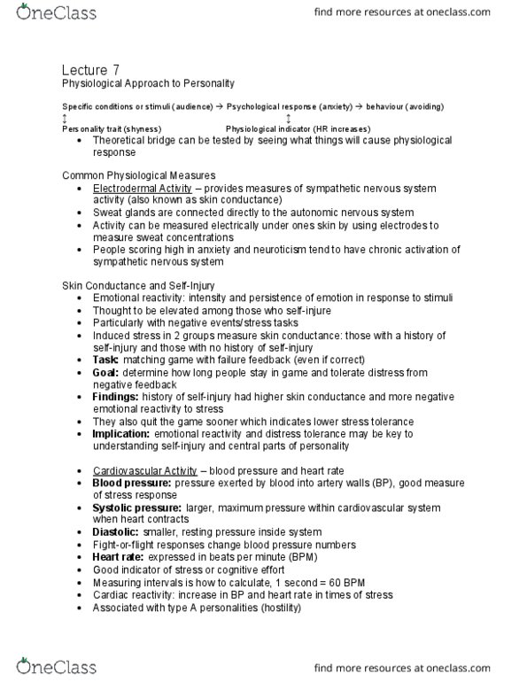 PSYC 2740 Lecture Notes - Lecture 7: Novelty Seeking, Trait Theory, Mood Disorder thumbnail