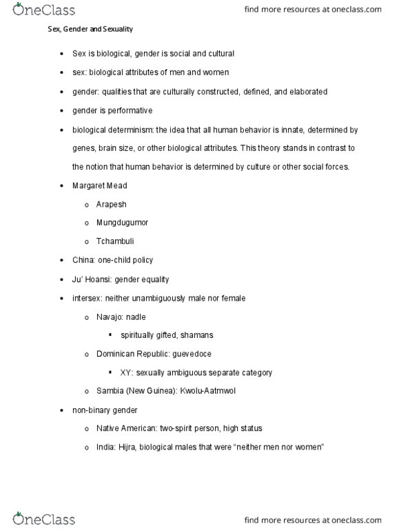 ANTHRCUL 101 Lecture Notes - Lecture 23: Margaret Mead, Khanith, Social Forces thumbnail