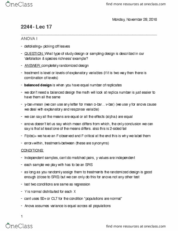 Statistical Sciences 2244A/B Lecture Notes - Lecture 17: Null Hypothesis, Test Statistic, Lectern thumbnail