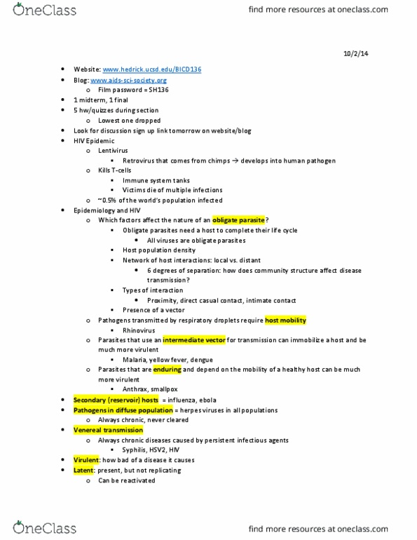 BICD 136 Lecture Notes - Lecture 1: Mast Cell, Immunoglobulin G, Ankylosing Spondylitis thumbnail