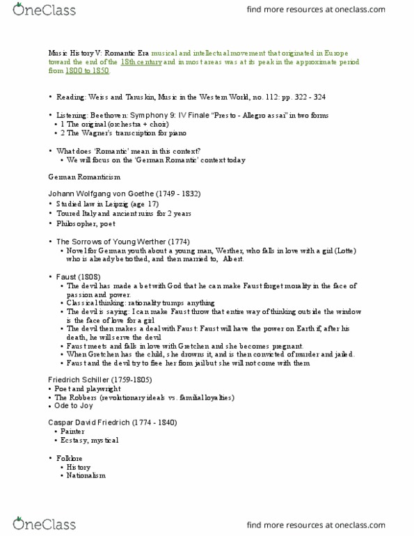 Music 1710F/G Lecture Notes - Lecture 21: Wilhelm Grimm, Heiligenstadt Testament, Friedrich Schiller thumbnail