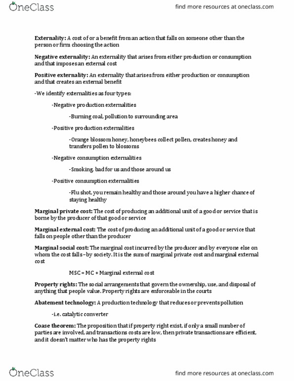 ECON 1050 Chapter Notes - Chapter 16: Marginal Cost, Social Cost, Marginal Utility thumbnail