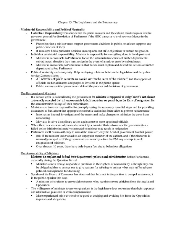 POLS 2250 Chapter Notes - Chapter 13: Canadian Human Rights Commission, Federal Accountability Act, Elections Canada thumbnail