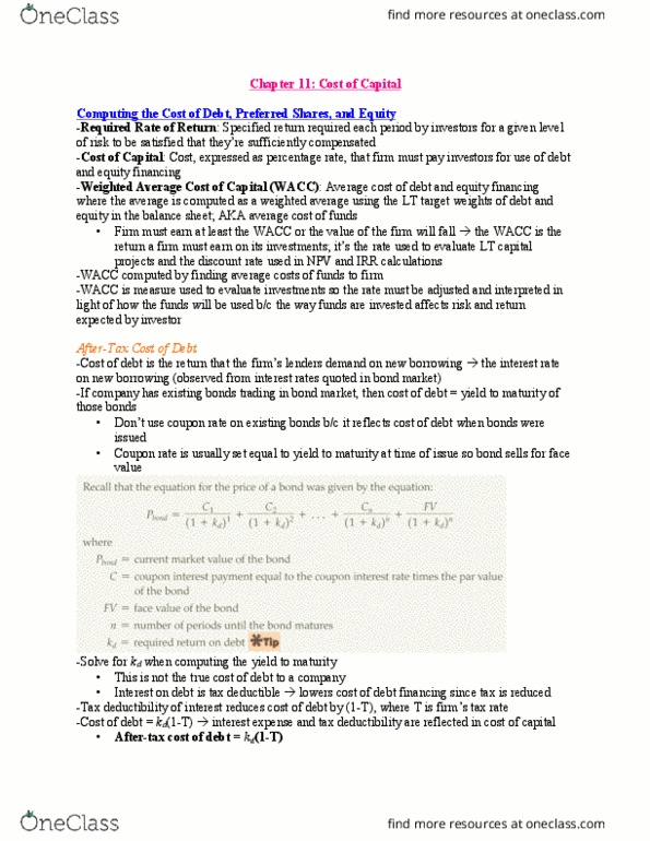 BU393 Chapter Notes - Chapter 11: Net Present Value, Equity Premium Puzzle, Capital Structure thumbnail