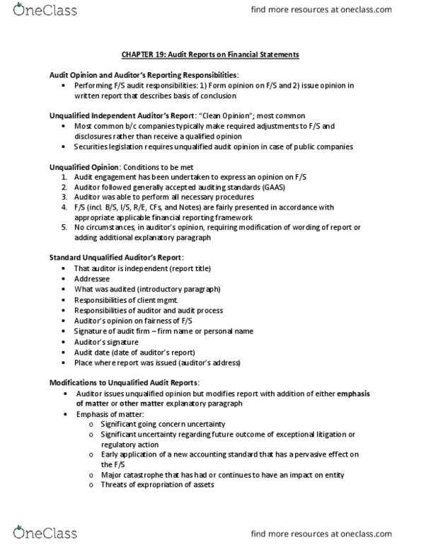 BU477 Chapter Notes - Chapter 19: Financial Statement thumbnail