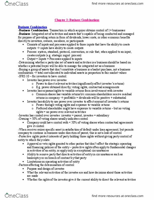 BU487 Chapter Notes - Chapter 3: Cash Flow Statement, Historical Cost, Equity Method thumbnail