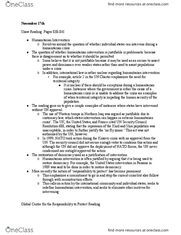 IAFS 3000 Lecture Notes - Lecture 19: Human Security, Mass Atrocity Crimes, 2005 World Summit thumbnail